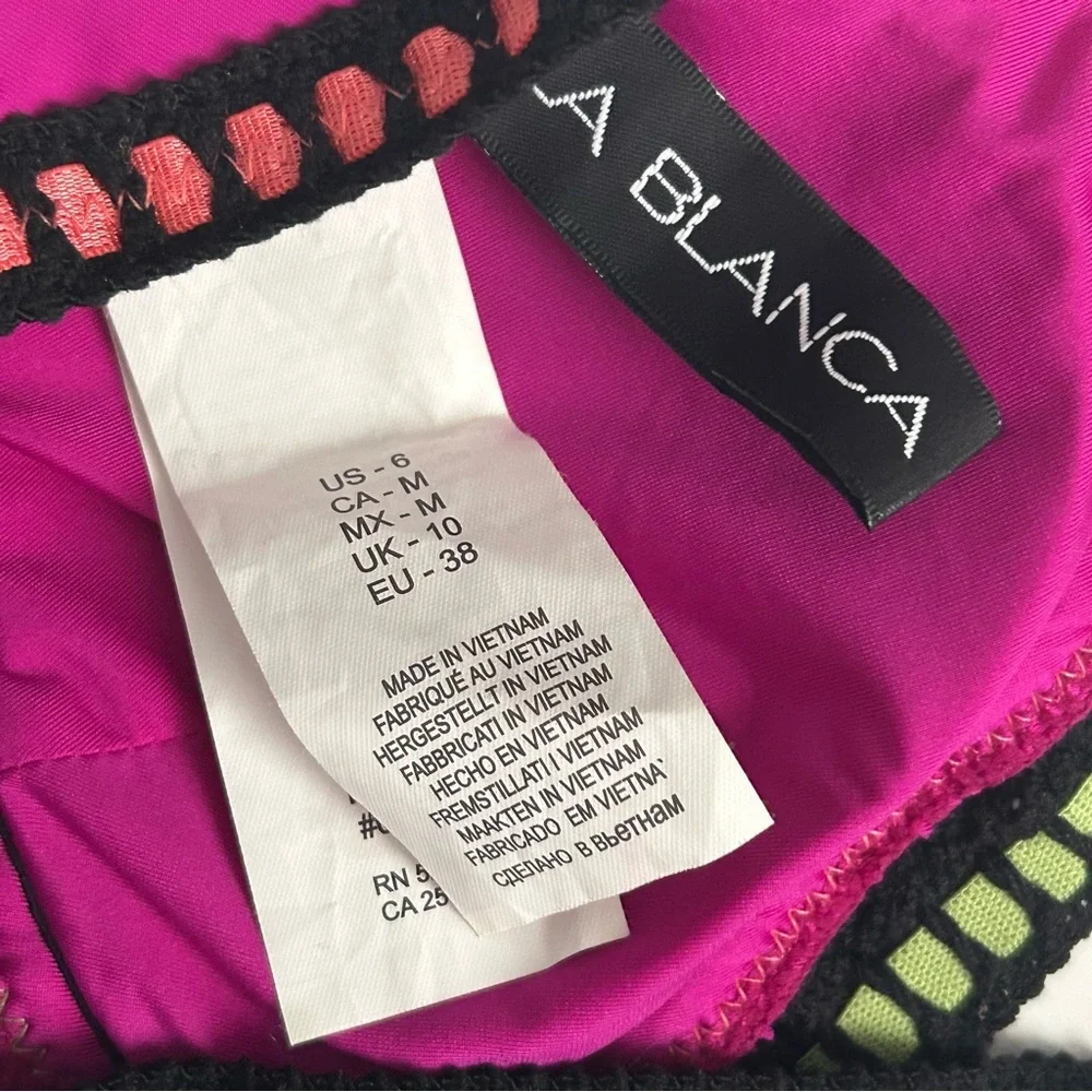 La Blanca Multicolor Triangle Bikini Top | Size 6